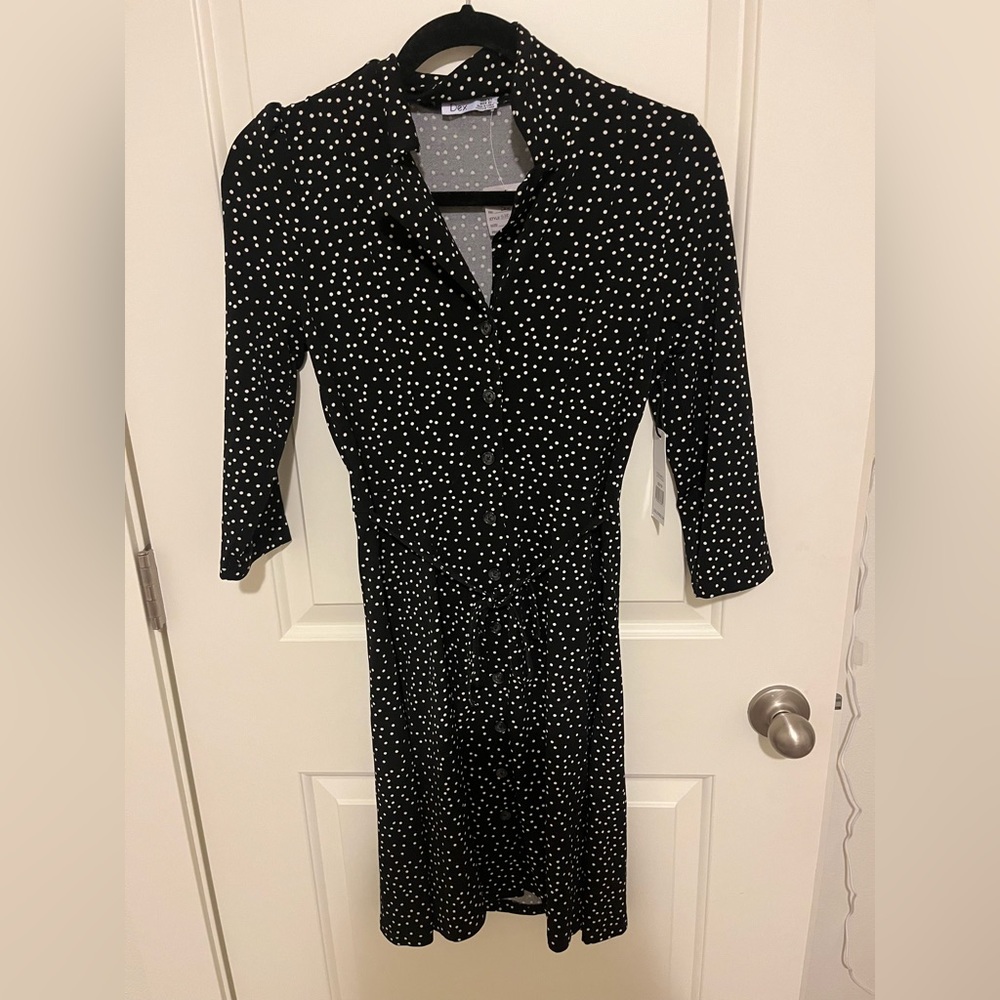 Dex Black and White Polka Dot Dress